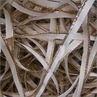 Piping Lace - Cotton, One Sided, White & Golden | Unique Plain Pattern, Stylish Design For Bags, Garments, Footwear