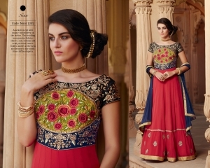 Sophisticated Red Georgette Designer Anarkali Suit Age Group: Adult