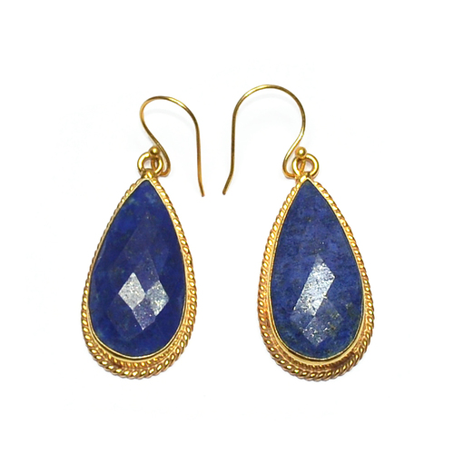 Lapis Lauzil Pear 925 Sterling Sliver Earring