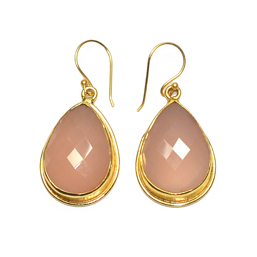 Pink Chalcedony Pear 925 Sterling Sliver Earring
