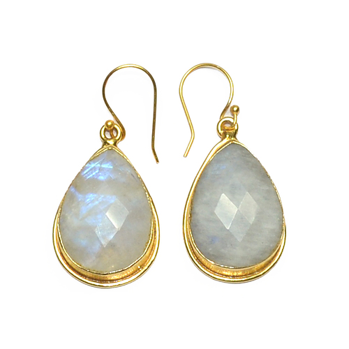 Rainbow Moonstone Pear 925 Sterling Sliver Earring