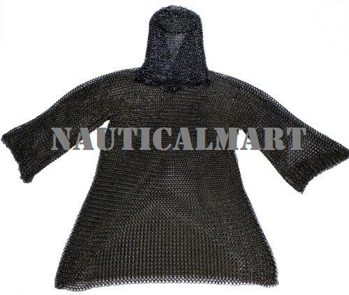 Black Medieval Chainmail with Coif