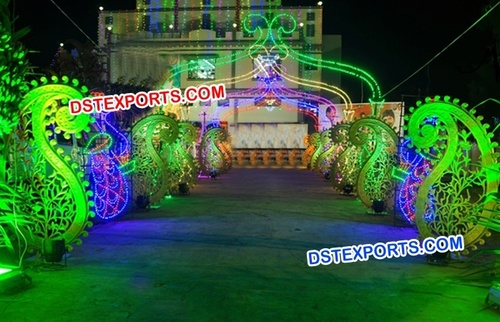 Wedding Decoration Paisleys for Walkway - Fiberglass, Varied Dimensions, Green, LED Lighting | Elegant Design, Durable, Easy Setup, Customizable
