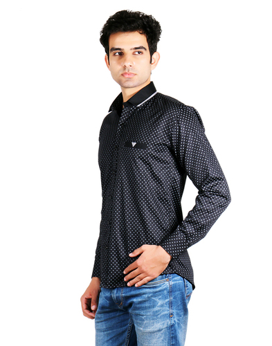 Mens Formal Shirt - Cotton Twill, XXS Size, Blue Print, Full Sleeves | Cool Dry, Washable, No Fade, Dry Clean Friendly
