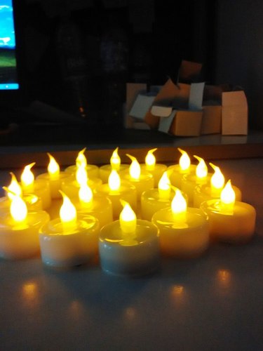 LED Candles - Plastic, Diameter 40mm, Height 35mm, Color White | Decorative, Flameless, LED Illumination, Versatile Usage