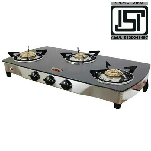 Three Burner Glass Top Black