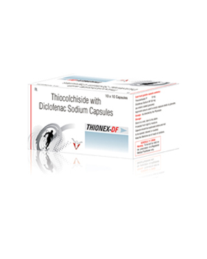 THIONEX-DF - Thiocolchicoside 8mg + Diclofenac Sodium 50mg Capsules, Pain Relief & Muscle Relaxation