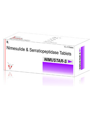 NIMUSTAR-S TAB - Nimesulide 100mg Serratiopeptidase 10mg, Purple | Pain Relief, Inflammation Reduction, Edema Control