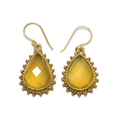 Yellow Chalcedony Pear 15-20mm 925 Sterling Silver Earring - Elegant Design, Fashion Accessory