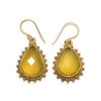 Yellow Chalcedony Pear 925 Sterling Sliver Earring