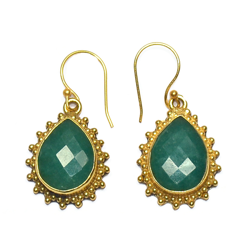 Dyed Emerald Pear 925 Sterling Sliver Earring