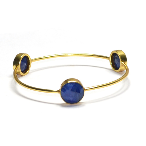Blue Sapphire Round 925 Sterling Sliver Bangel