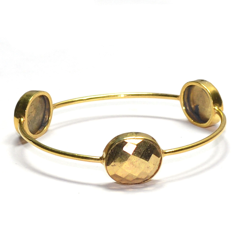 Gold Payrite Oval 925 Sterling Sliver Bangle