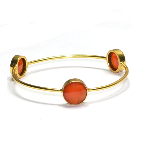 Carnelian Round 925 Sterling Sliver Bangle