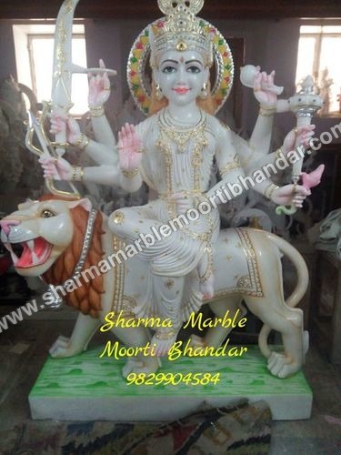Lord Durga Marble Sculpture