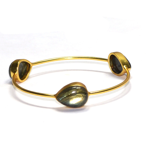 Labradorite Pear 925 Sterling Sliver Bangle