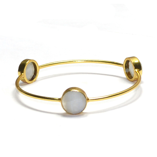 Rainbow Moonstone Round 925 Sterling Sliver Bangle