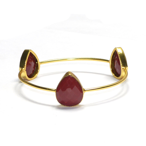Carnelian Pear 925 Sterling Sliver Bangle