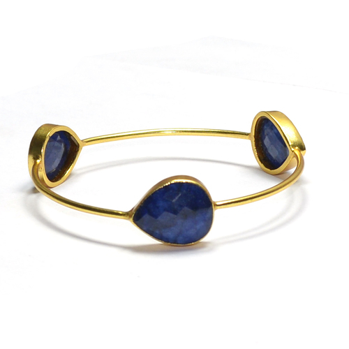 Blue Sapphire Pear 925 Sterling Sliver Bangel