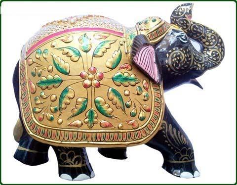 Multicolor Wooden Painted Elephant