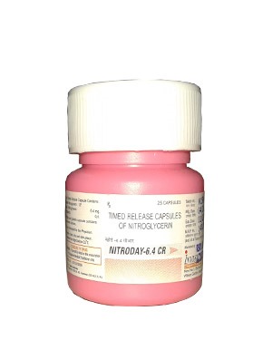 NITRODAY-6.4-CR-CAPSULES - Pink, 6.4 mg, Controlled Release | Nitroglycerin, Angina Relief, Heart Support, Muscle Relaxant