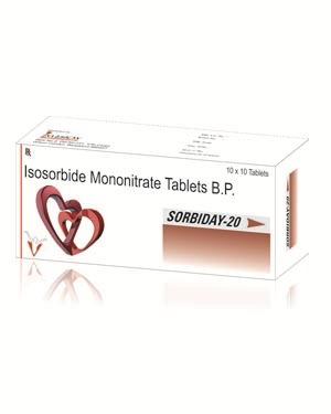 SORBIDAY-60 Tablets - Isosorbide Mononitrate 60 mg, Blister Pack | Angina Relief, Artery Dilation, Fast Acting