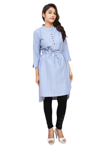 Denim Cotton Kurtis With Belt