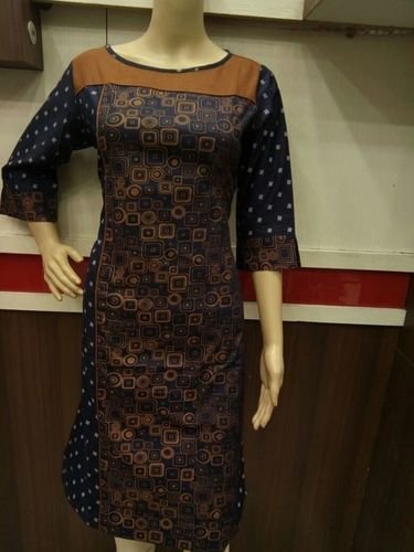 Printed Cotton Kurtis With Zip - Cotton Material, Short Sleeve, Printed Pattern | Quick Dry, Washable, Ideal for Daily Wear for Girls