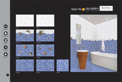 Blue Printed Luster Wall Tiles