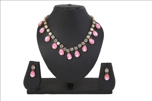 Diva Pink Kundan Necklace Earring Set - Alloy Material, 53 Grams | Elegant Jewelry Set for Anniversary, Engagement, Gift, Party, Wedding
