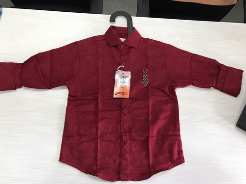 Plain Red Formal Kids Shirt