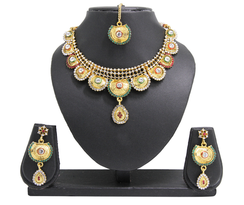 Diva - Copper Material, Elegant Red and Green Color Necklace Set | Glamorous Jewelry for Weddings, Engagements, and Anniversaries
