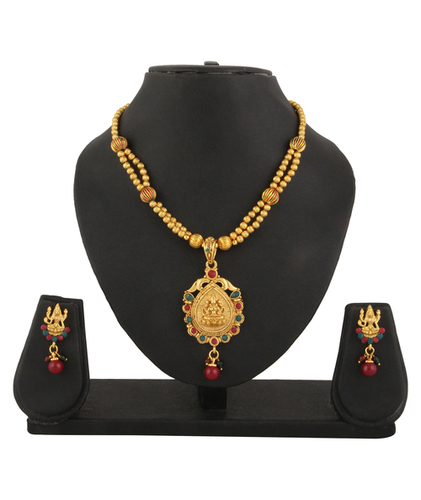 Adoreva Sparkling Pearl Jewellery Set - Copper, Necklace Length 44cm, Earrings 3.5 X 1cm | Dazzling Red, Green, Gold Designs for Weddings and Special Occasions