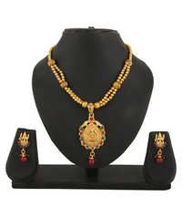 Adoreva Sparkling Pearl Jewellery Set - Copper, Necklace Length 44cm, Earrings 3.5 X 1cm | Dazzling Red, Green, Gold Designs For Weddings And Special Occasions