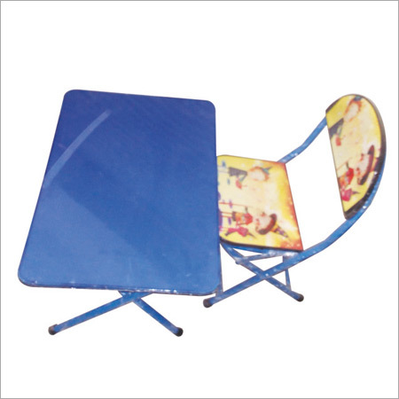 Designer Baby Table Chair Set - Metal & Fabric, Variable Dimensions, Blue | Smooth Corners, Easy Cleaning, Durable Finish, Lightweight, Stylish Designs