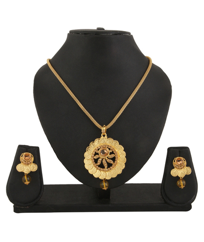 Adoreva Gold plated Goddess Laxmi coin Temple Pendant Earrings Set for women