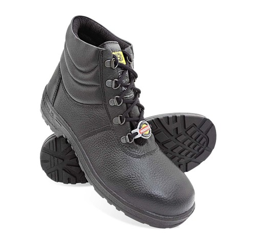 Safety Shoes - Leather Upper, Size 40-44, Black Color | Men's Lace Style, EVA Insole