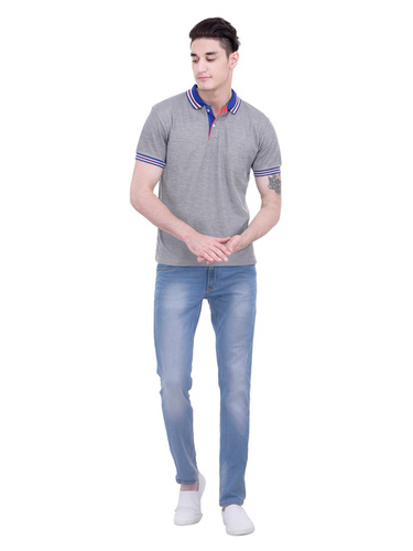 London Looks Regular Fit Polo T-Shirt - Polucotton Fabric, Grey Color, Short Sleeves, Available in Multiple Sizes, Youthful Style Essentials