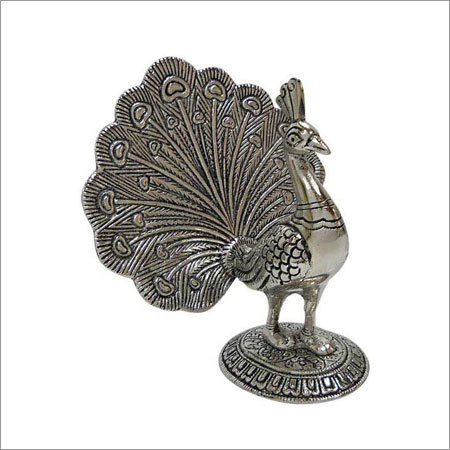 White Metal Dancing Peacock