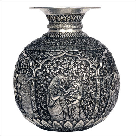 White Metal Big Radha Krishna Kalash