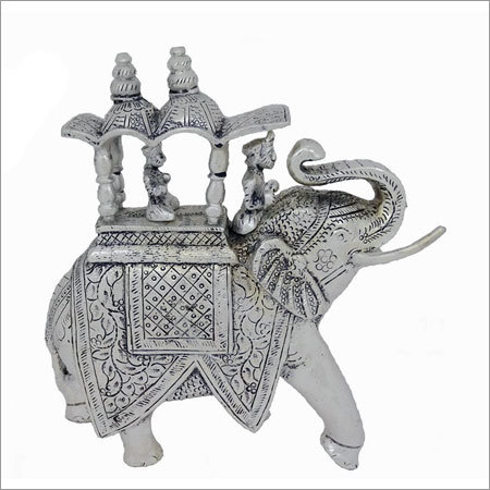 White Metal Ambabari Elephant Big