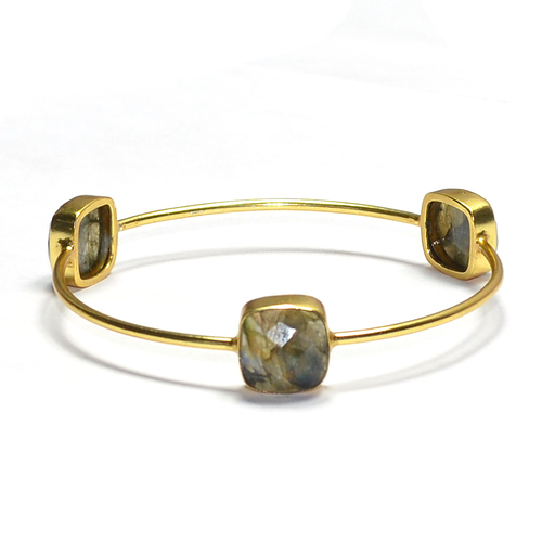Labradorite Coushion 925 Sterling Sliver Bangle