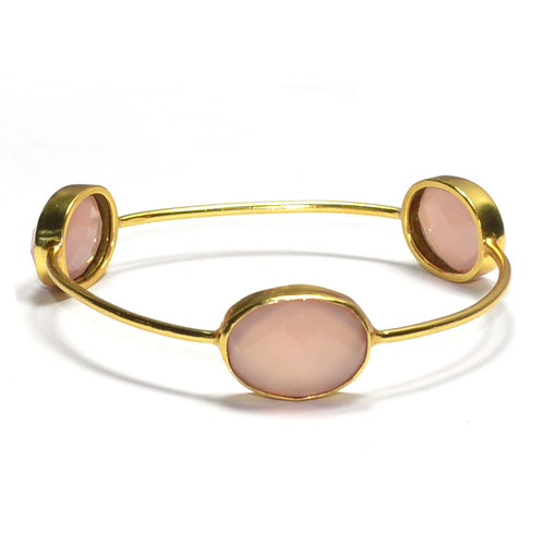 Peru Chalcedony Oval 925 Sterling Sliver Bangle