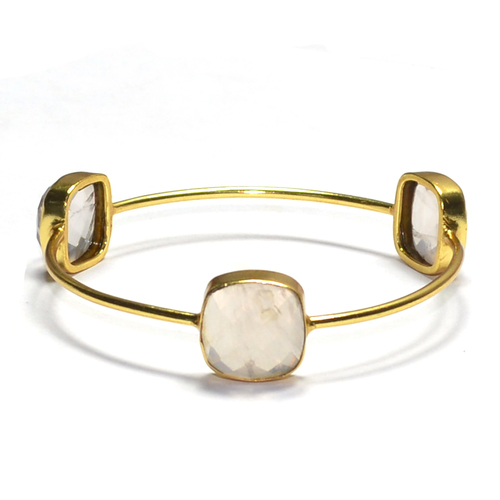 Rose Quartz Cushion 925 Sterling Sliver Bangle