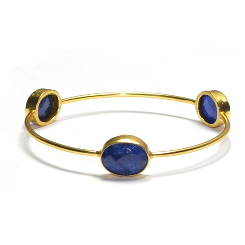 Blue Sapphire Oval 925 Sterling Sliver Bangel