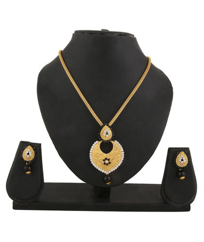 Gold Adoreva Black Pendant Earrings Set For Women