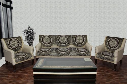 Satroop Sofa Cover - Chenille Fabric, Single Seater (69x59x1 CM), Coffee Color, Printed Pattern, Superior Quality Polyester Cotton