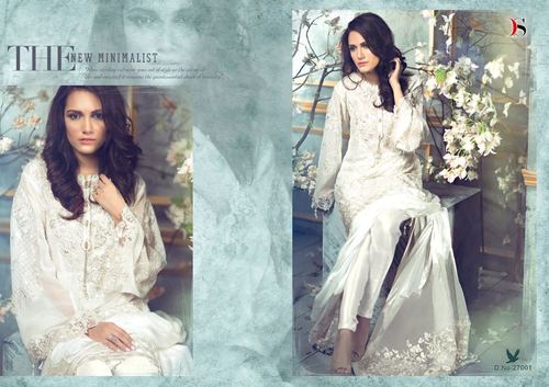 Pakistani Designer Party Wear Salwar Kameez Suit - Poly Georgette With Heavy Embroidery, Santoon Inner And Bottom, Soft Net Dupatta, Full Sleeves