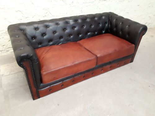 Chesterfield Rolled Arms and Back Leather Sofa