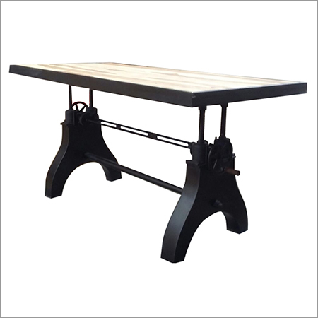 Wood Industrial Crank Table